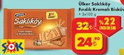 ÜLKER SAKLIKÖY FINDIK KREMALI BİSKÜVİ 3X100 G